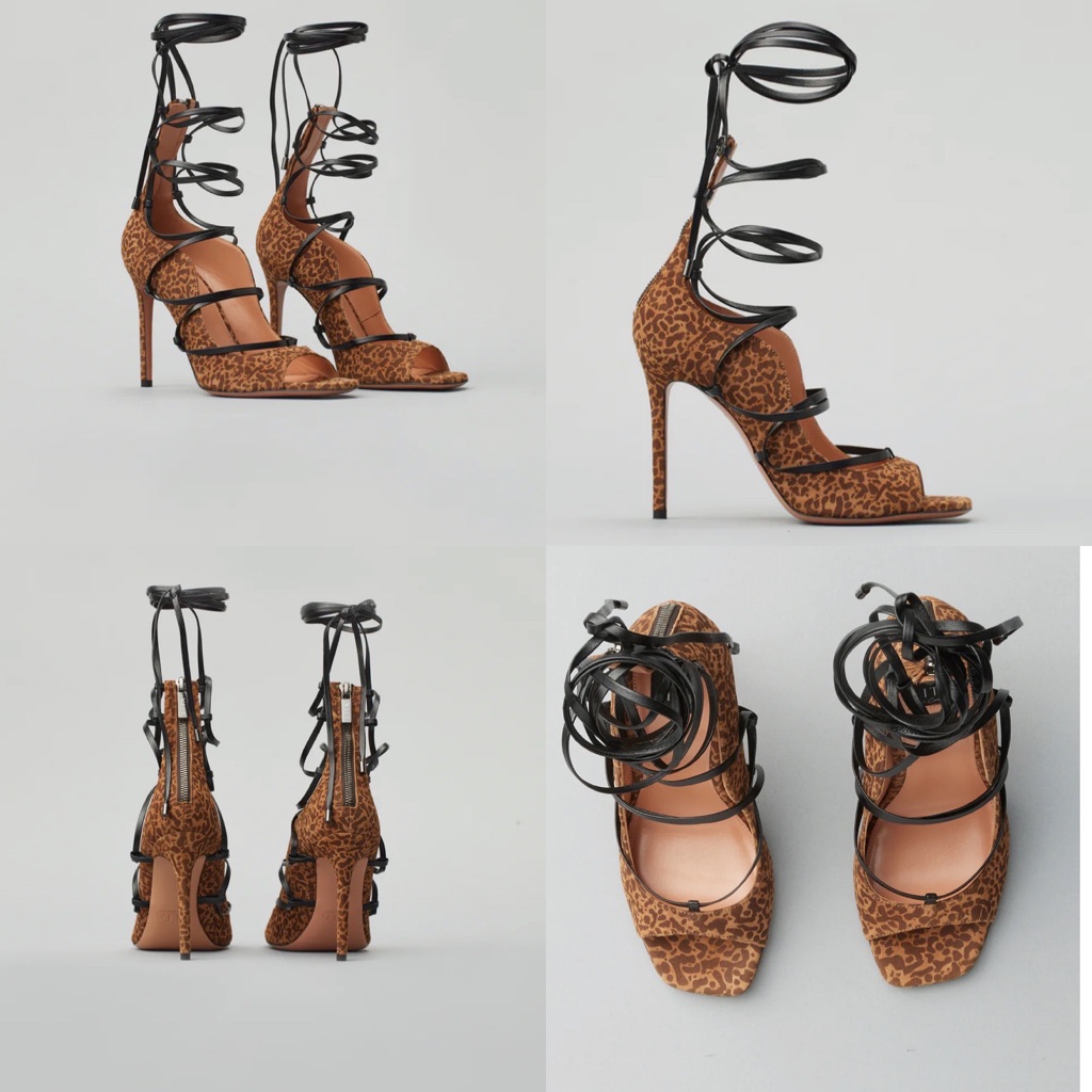 Lita By Ciara Solid Strappy Heel Sandal In Printed Leather . Size Eu 37